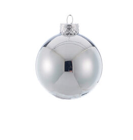 Kurt Adler Shiny Silver Glass Ball Ornaments 65mm 6pc Set