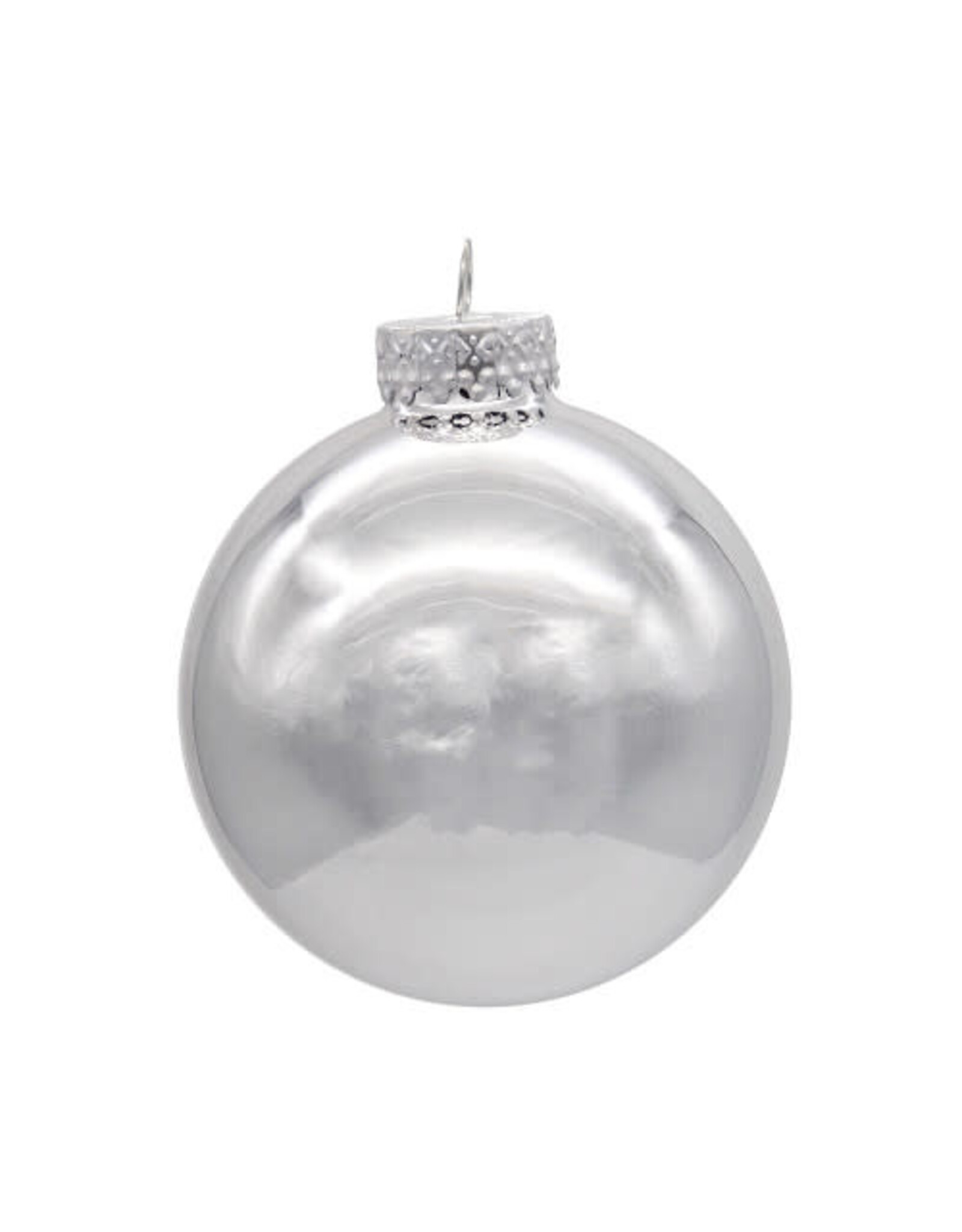 Kurt Adler Shiny Silver Glass Ball Ornaments 65mm 6pc Set