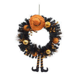 Kurt Adler Halloween Door Wreath 33x24 Inch Un-Lit Halloween Decor