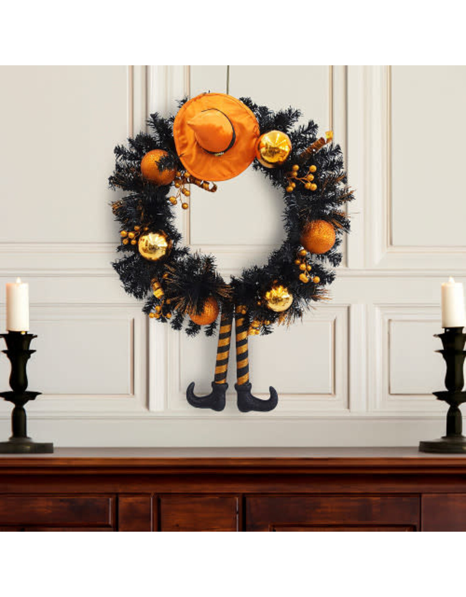 Kurt Adler Halloween Door Wreath 33x24 Inch Un-Lit Halloween Decor