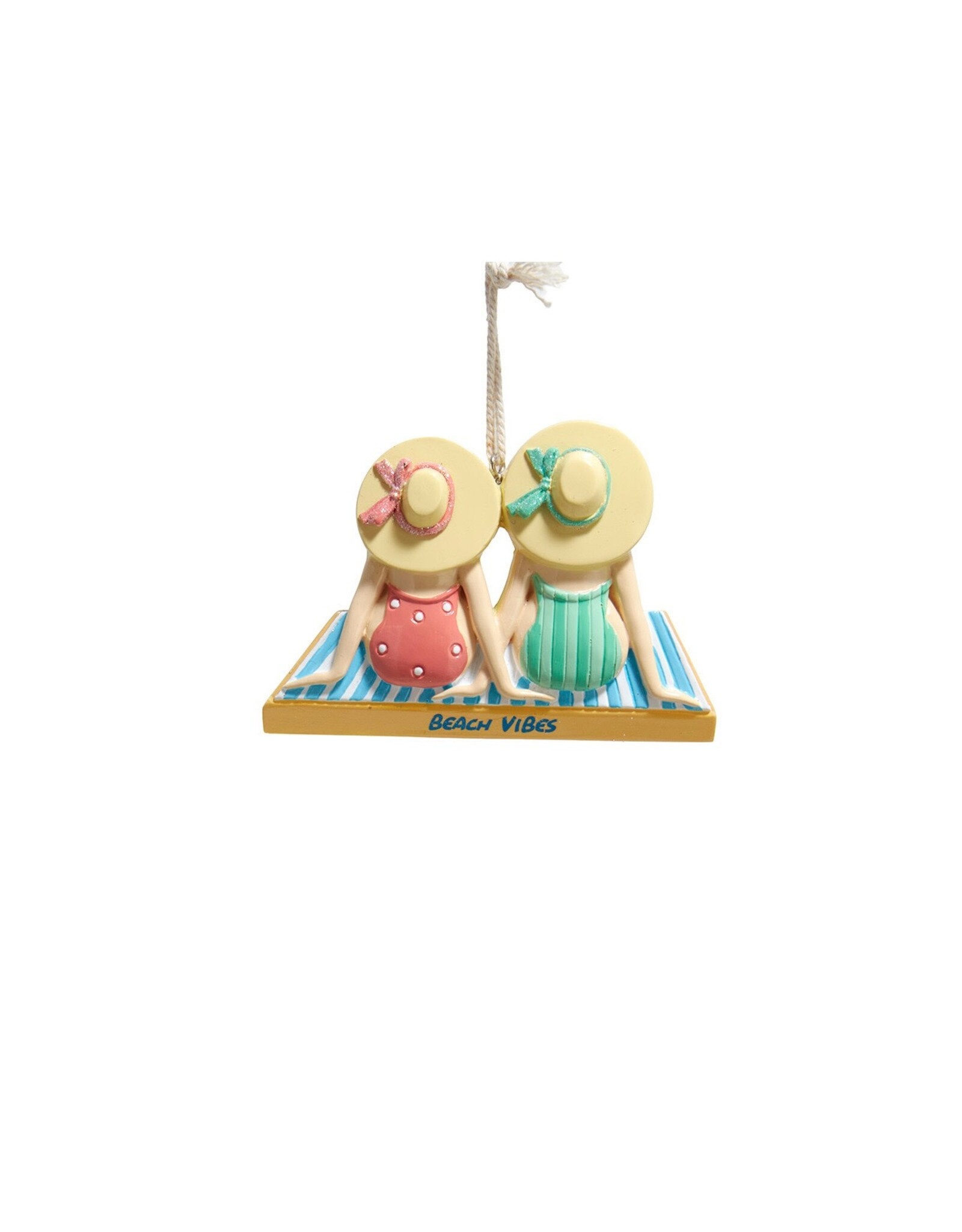 Kurt Adler Two Ladies on Beach With Beach Hats Ornament