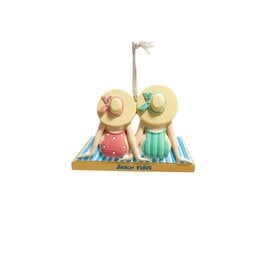 Kurt Adler Two Ladies on Beach With Beach Hats Ornament