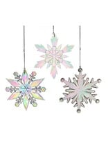 Kurt Adler Opalescent Acrylic 9 Inch Snowflake Ornaments 3 Assorted