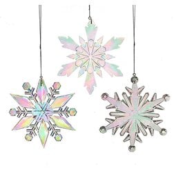 Kurt Adler Opalescent Acrylic 9 Inch Snowflake Ornaments 3 Assorted