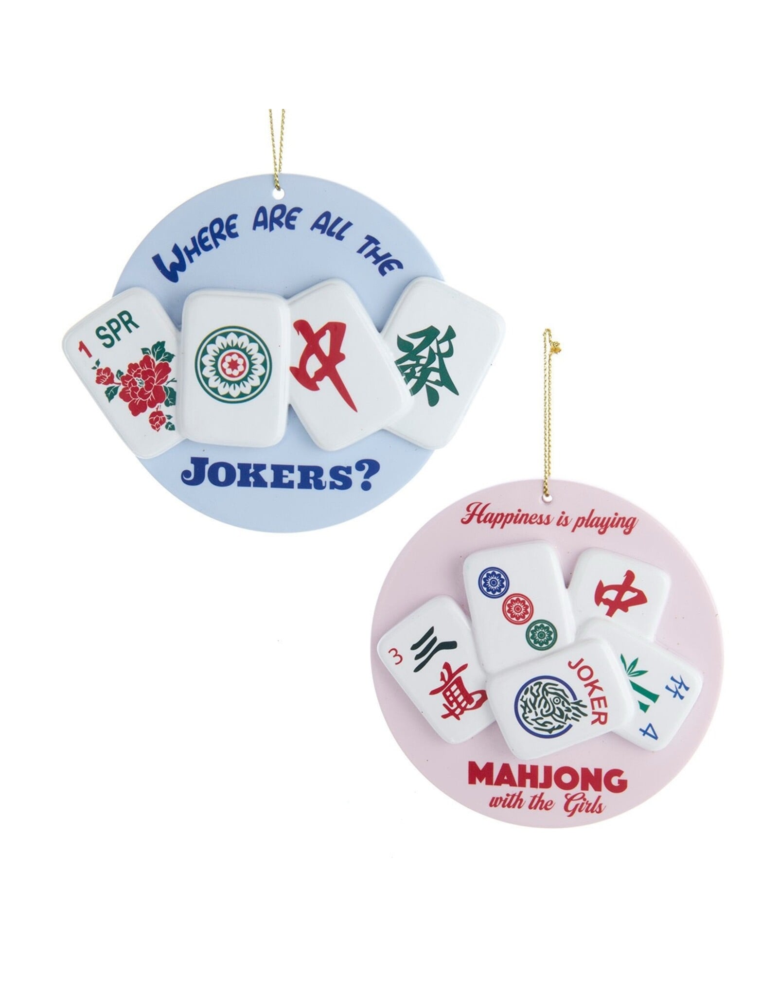 Kurt Adler Mahjong Ornaments 3.5 Inch Set of 2 Assorted