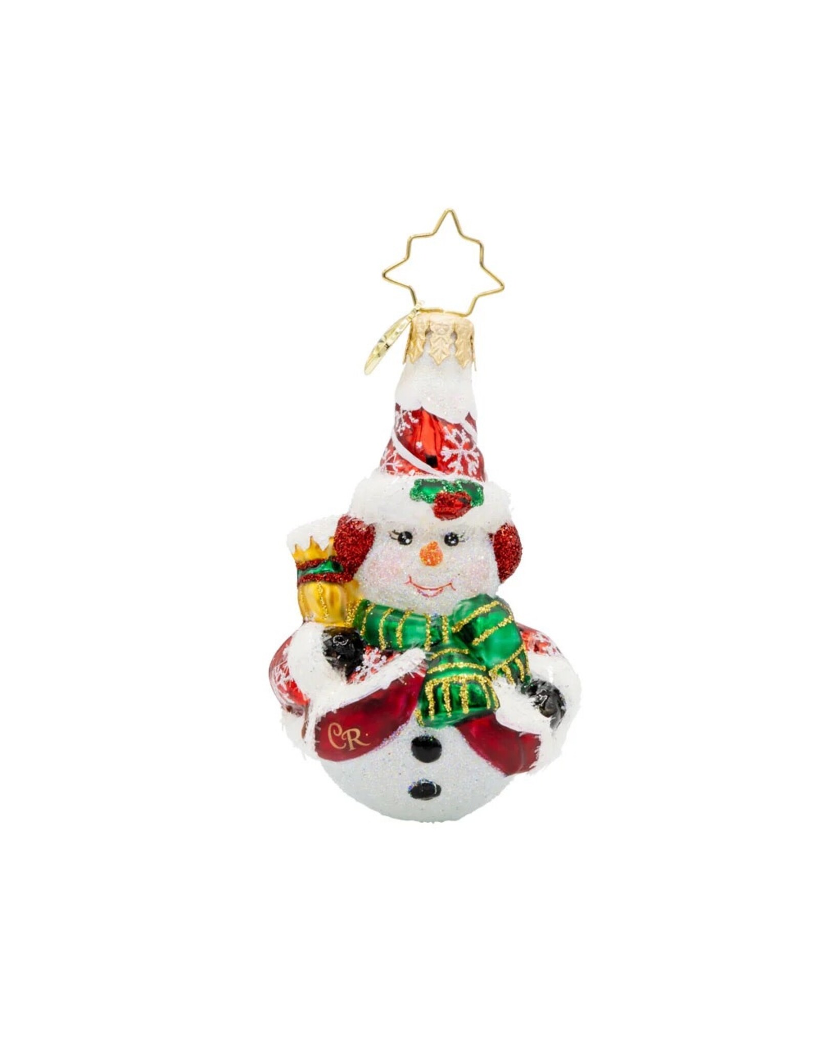 Christopher Radko Swept Up Snowman Gem Christmas Ornament