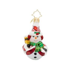 Christopher Radko Swept Up Snowman Gem Christmas Ornament