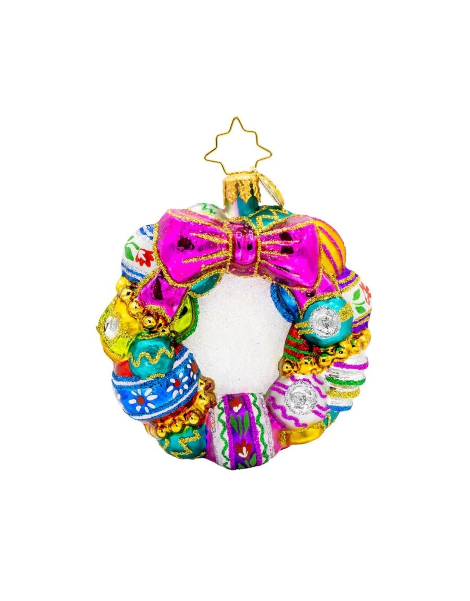 Christopher Radko Vintage Holiday Wreath Gem Christmas Ornament