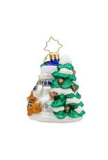 Christopher Radko Winter Pals w Snowman Gem Christmas Ornament