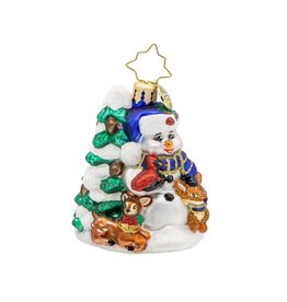 Christopher Radko Winter Pals w Snowman Gem Christmas Ornament