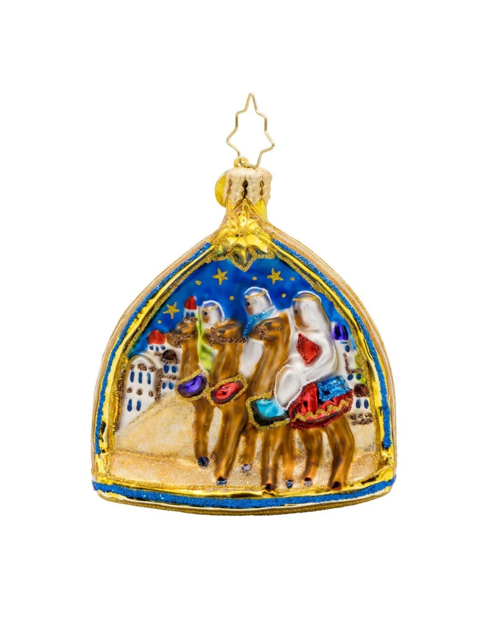 Christopher Radko Two Scenes of the Savior Three Kings Gem Christmas Ornament