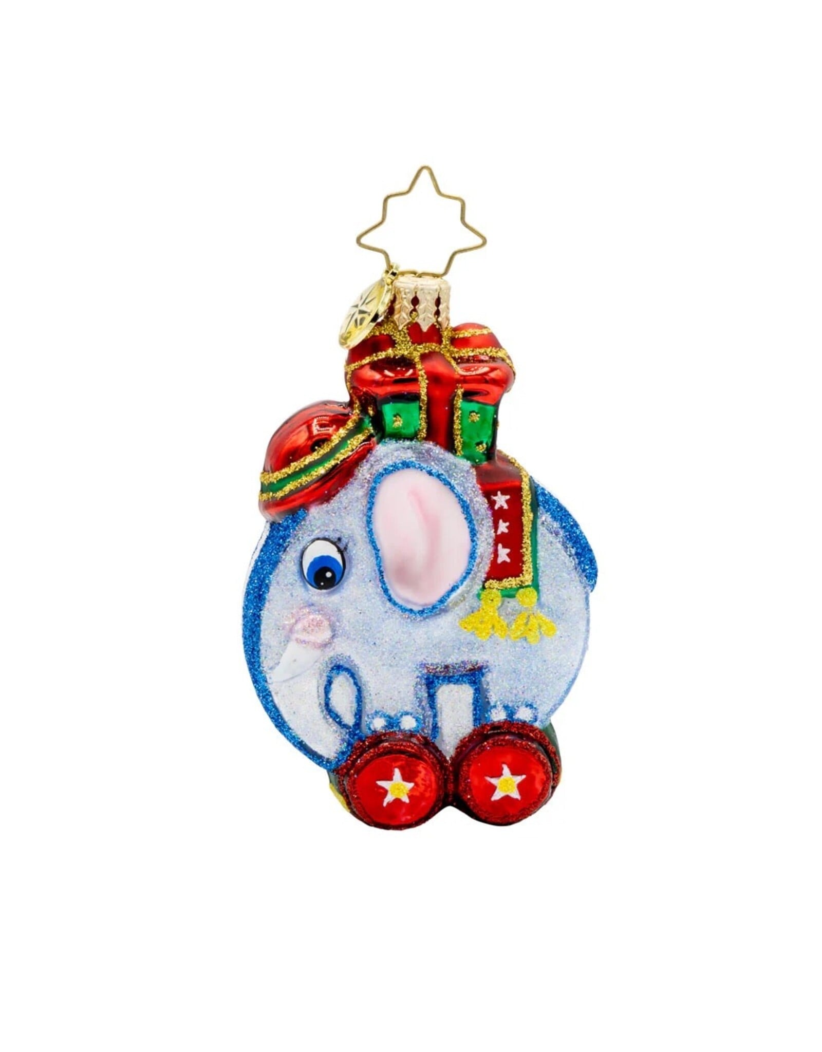 Christopher Radko Tiny Trunk Traveler Gem Elephant Christmas Ornament