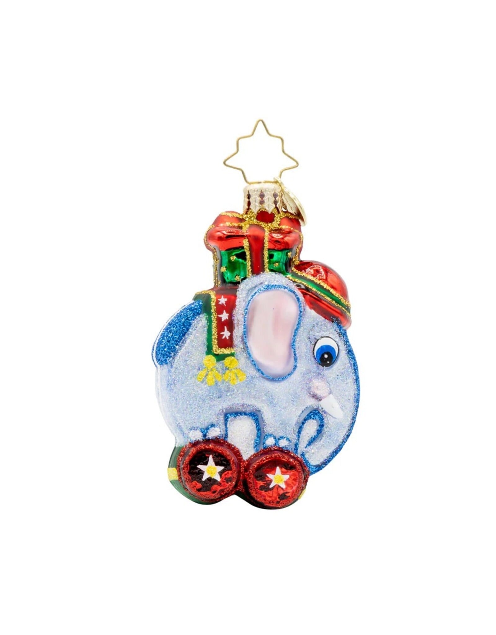 Christopher Radko Tiny Trunk Traveler Gem Elephant Christmas Ornament