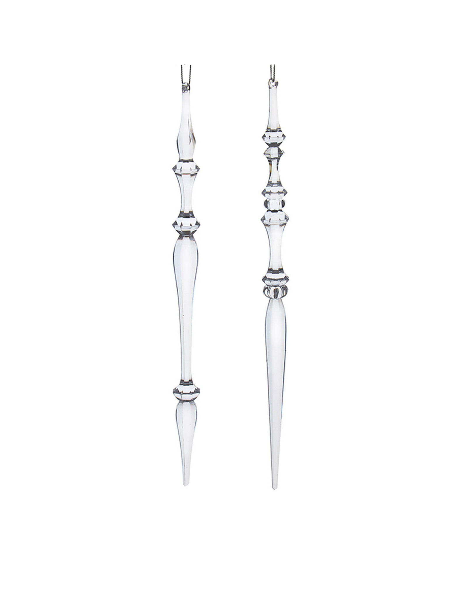 Kurt Adler Clear Acrylic Dimensional Icicle Ornaments 2 Asstd 12”