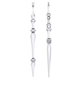 Kurt Adler Clear Acrylic Dimensional Icicle Ornaments 2 Asstd 12”