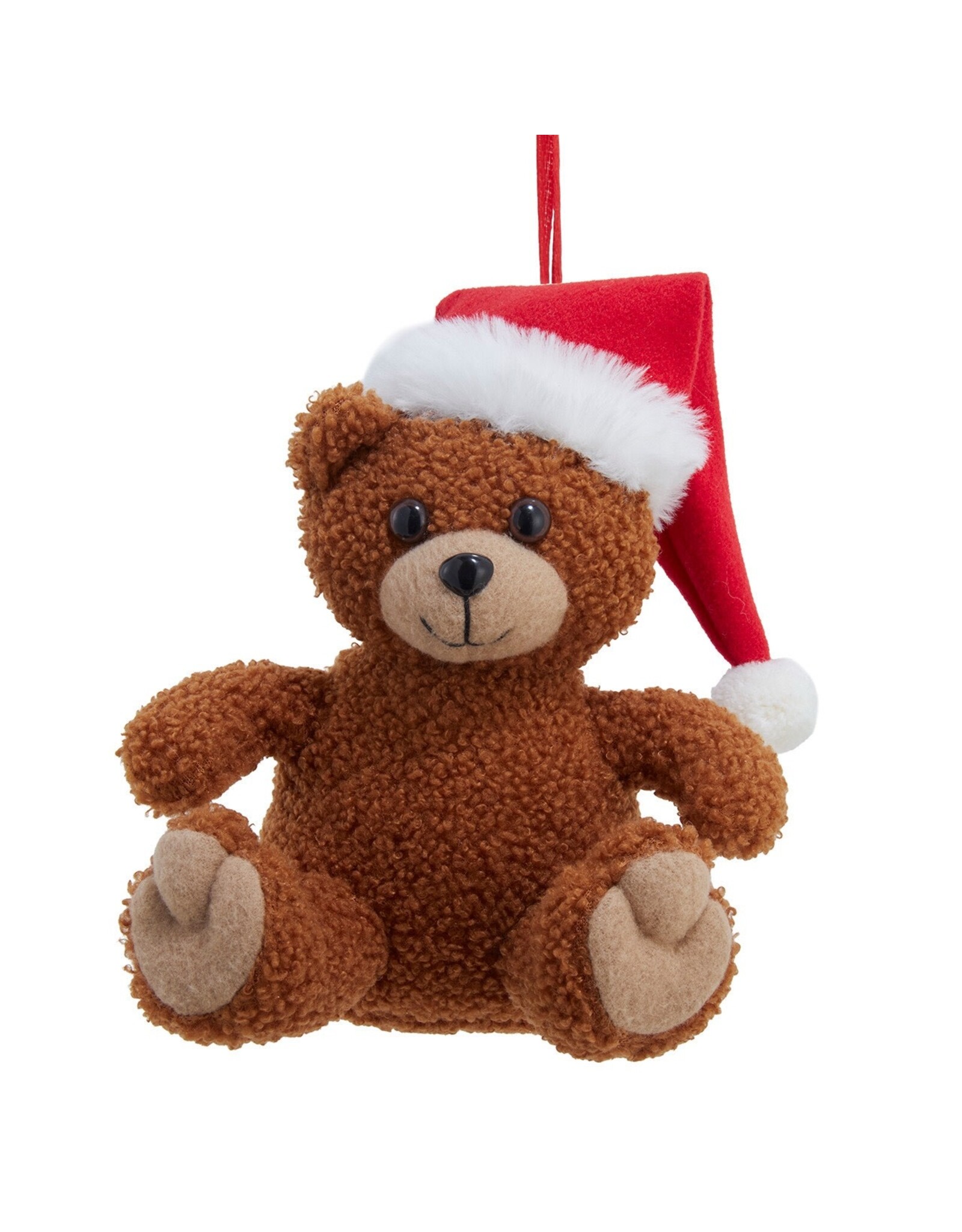 Kurt Adler Plush Teddy Bear Ornament W Santa Hat 8 Inch