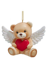 Kurt Adler Teddy Bear w Red Heart Ornament - A