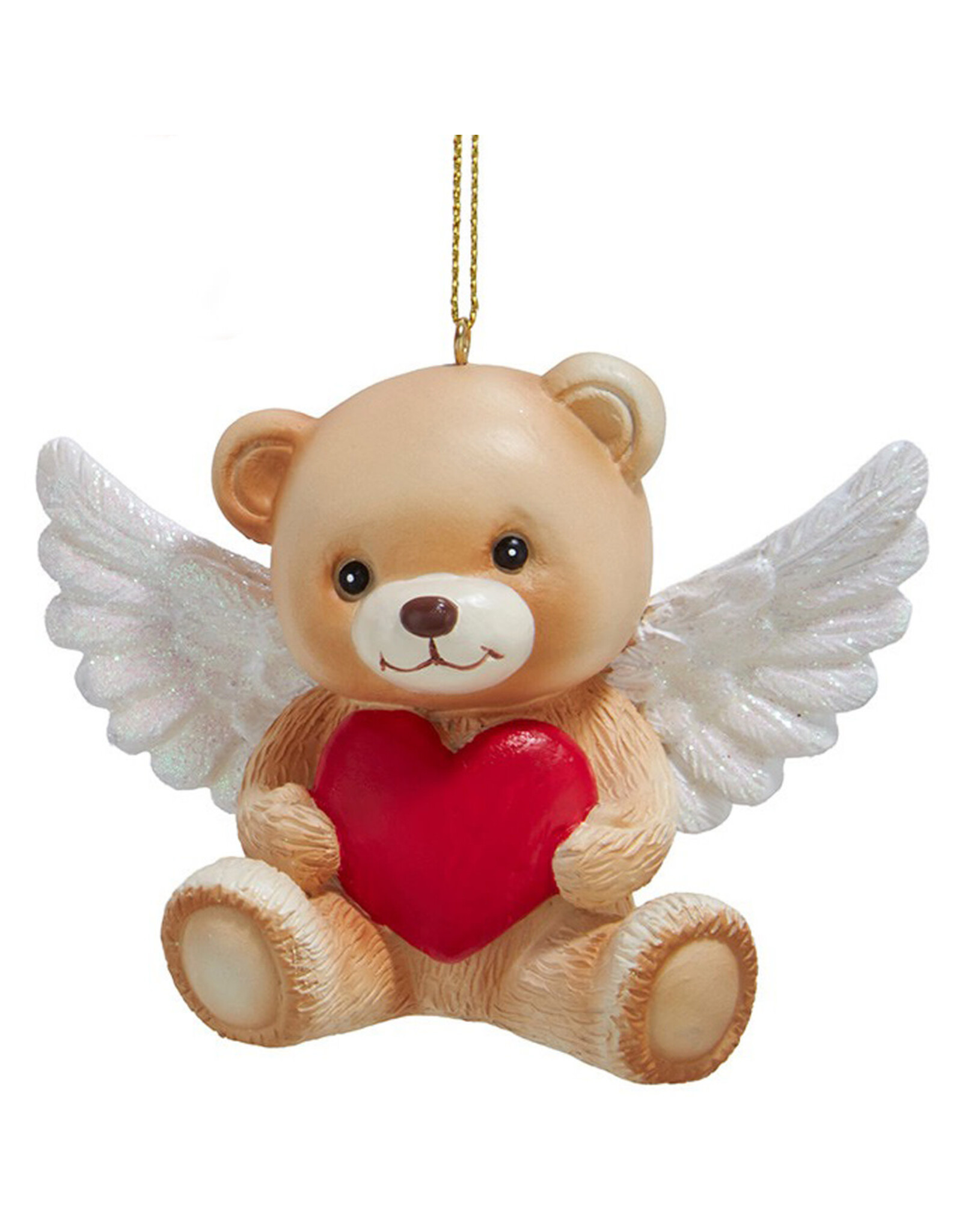 Kurt Adler Teddy Bear w Red Heart Ornament - A