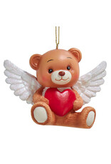 Kurt Adler Teddy Bear w Red Heart Ornament - B