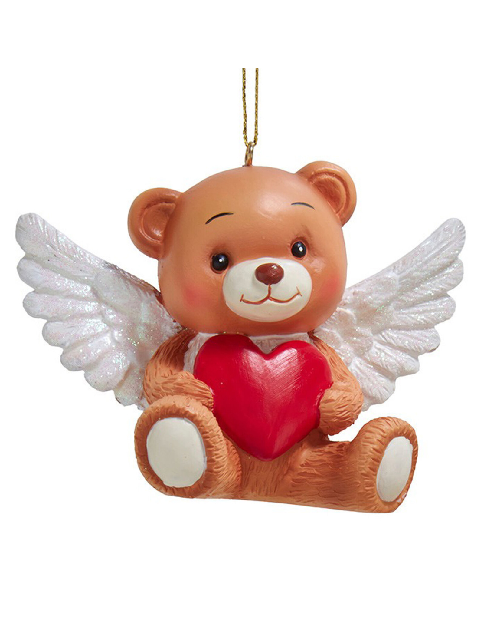 Kurt Adler Teddy Bear w Red Heart Ornament - B