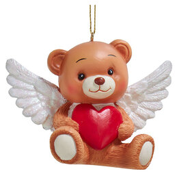 Kurt Adler Teddy Bear w Red Heart Ornament - B