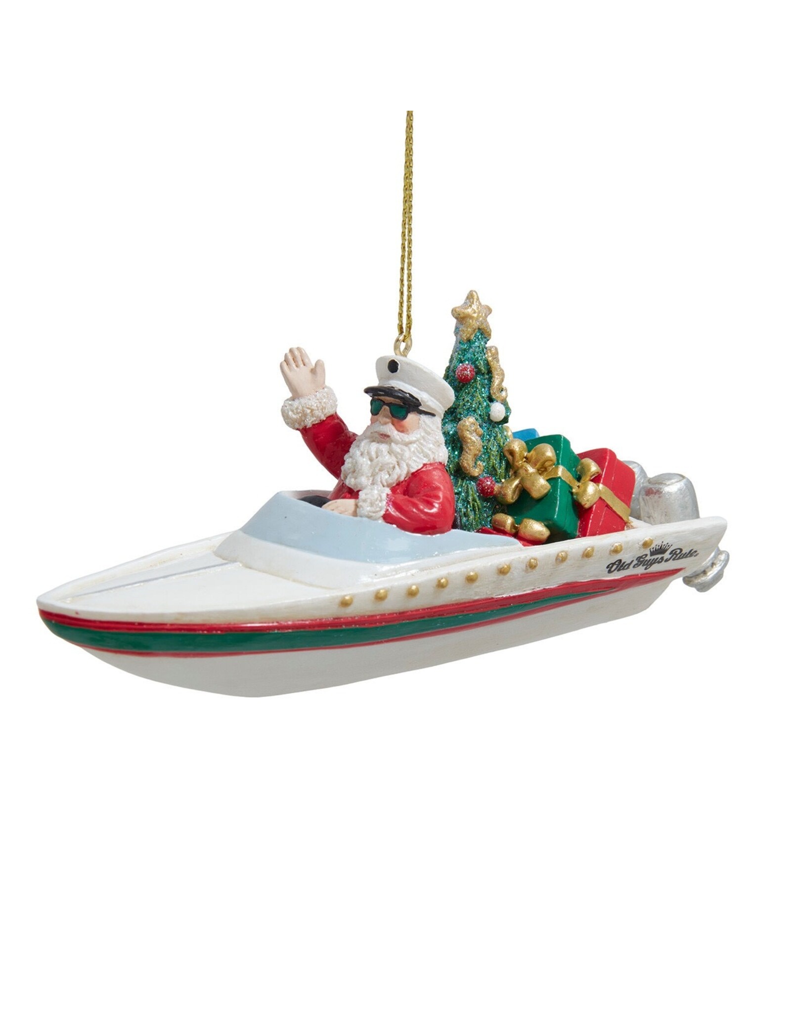 Kurt Adler Coastal Santa In Speed Boat Ornament Old Guys Rule