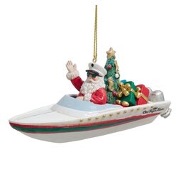 Kurt Adler Coastal Santa In Speed Boat Ornament Old Guys Rule