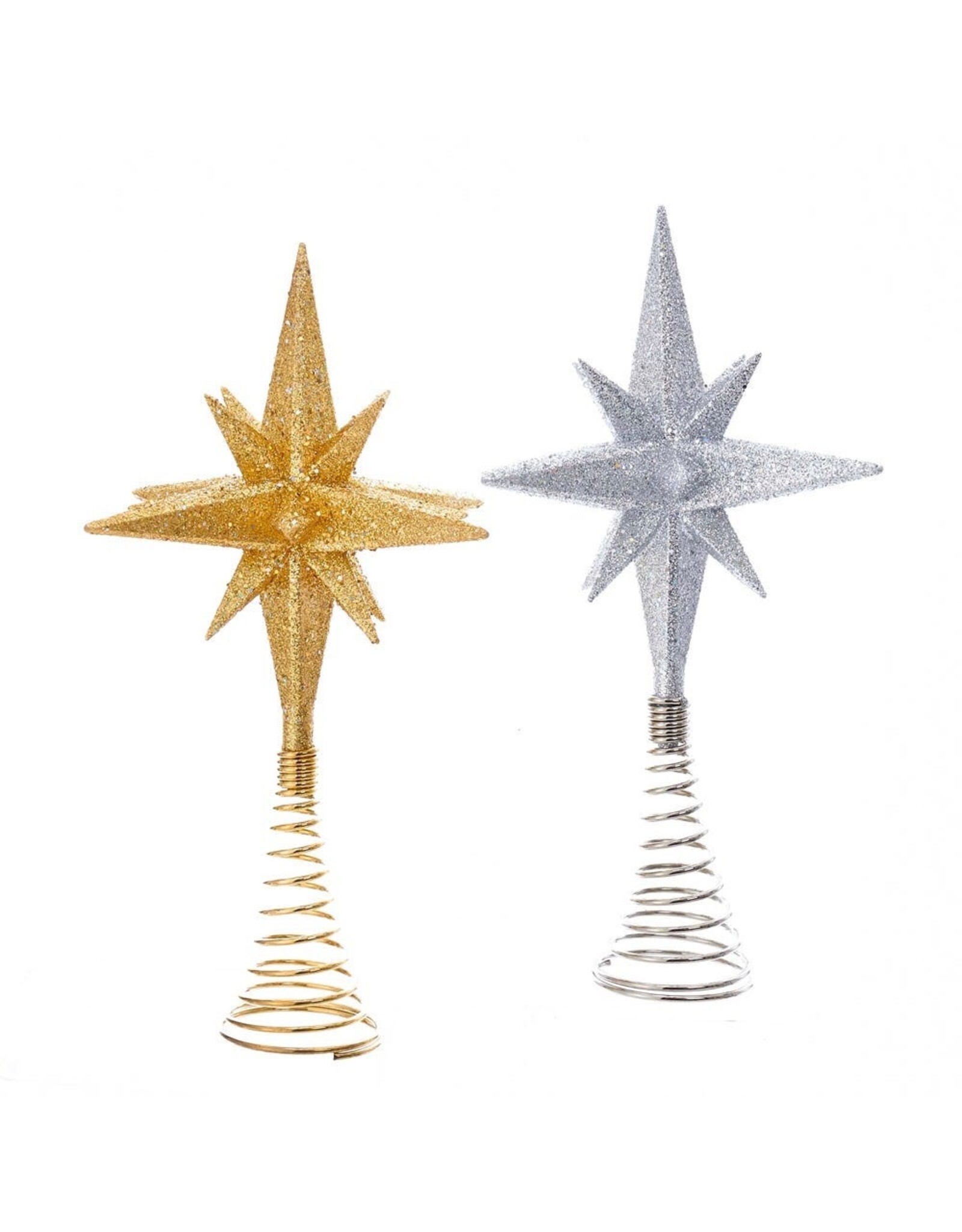 Kurt Adler Gold N Silver Polaris Star Treetops Un-Lit 8.5-in 2 Asst