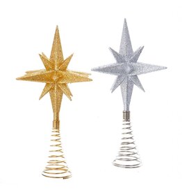 Kurt Adler Gold N Silver Polaris Star Treetops Un-Lit 8.5-in 2 Asst