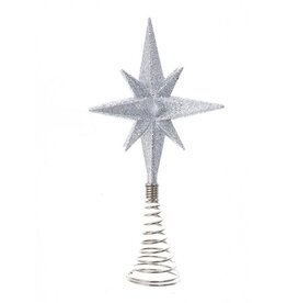 Kurt Adler Silver Star Treetop Un-Lit 8.5 Inch For Small 3-4ft Trees