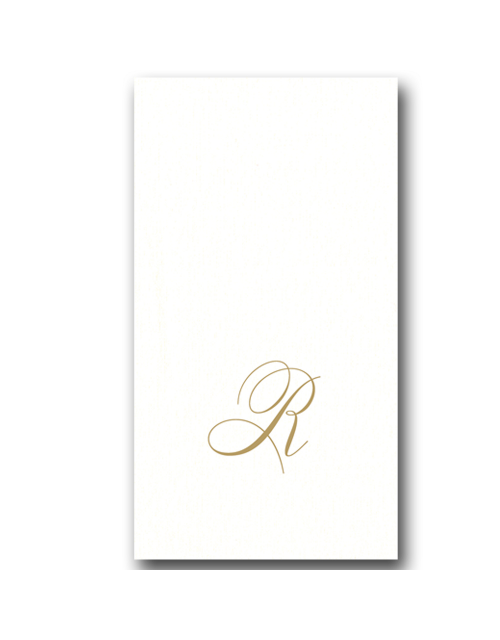 Caspari White Pearl Paper Linen Guest Napkins Initial R 24pk