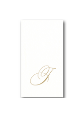 Caspari Gold Initial J on White Pearl Paper Linen Guest Napkins 24 pk