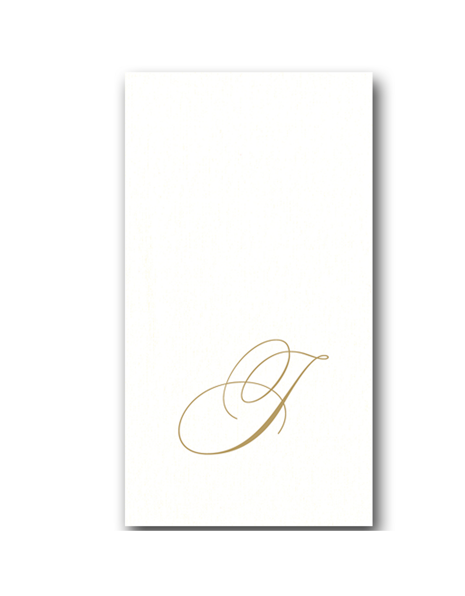 Caspari Gold Initial J on White Pearl Paper Linen Guest Napkins 24 pk