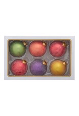Kurt Adler Glass Sugar Frosted Pride Ball Ornaments 80mm 6pc Set