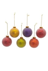 Kurt Adler Glass Sugar Frosted Pride Ball Ornaments 80mm 6pc Set