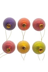 Kurt Adler Glass Sugar Frosted Pride Ball Ornaments 80mm 6pc Set