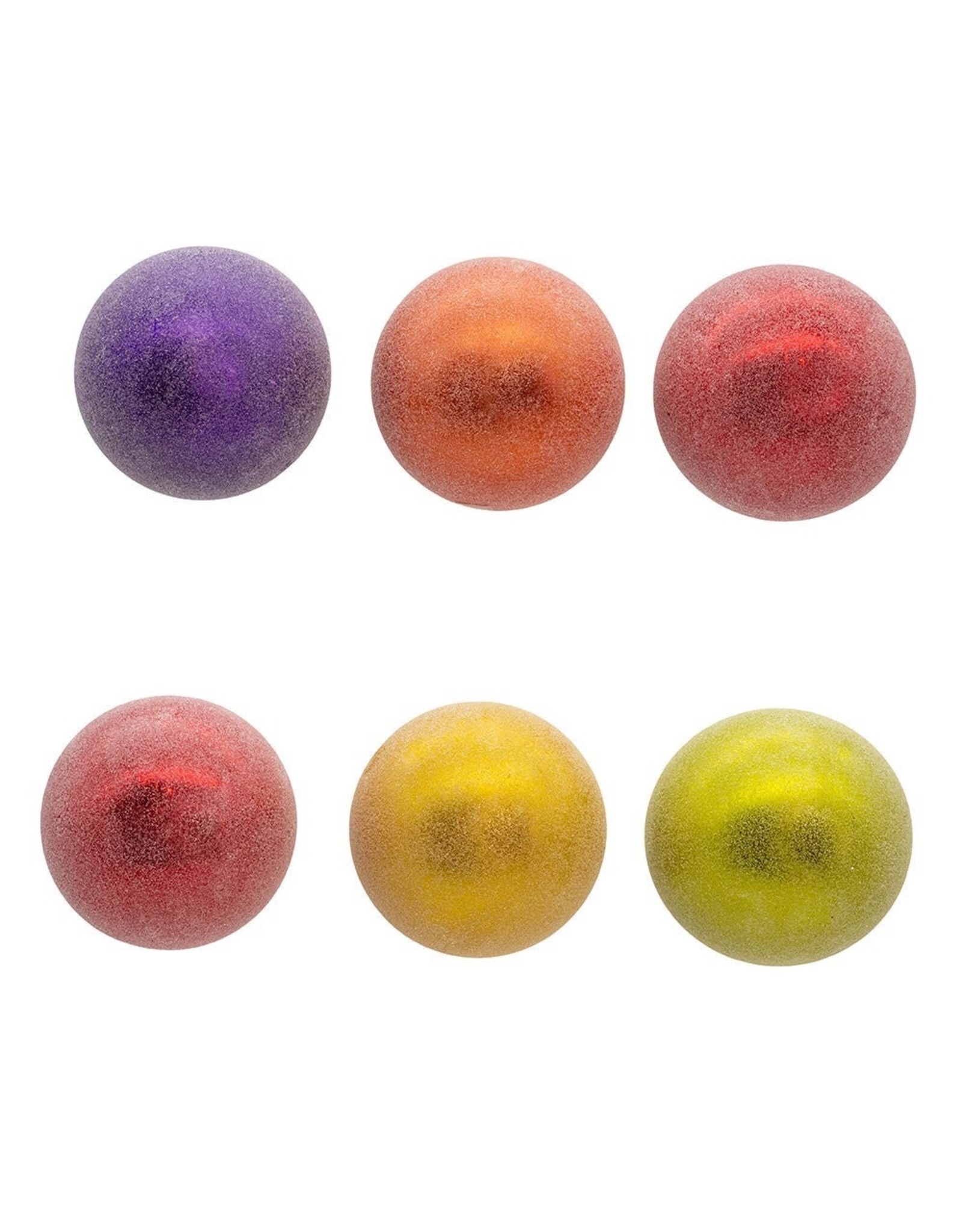Kurt Adler Glass Sugar Frosted Pride Ball Ornaments 80mm 6pc Set