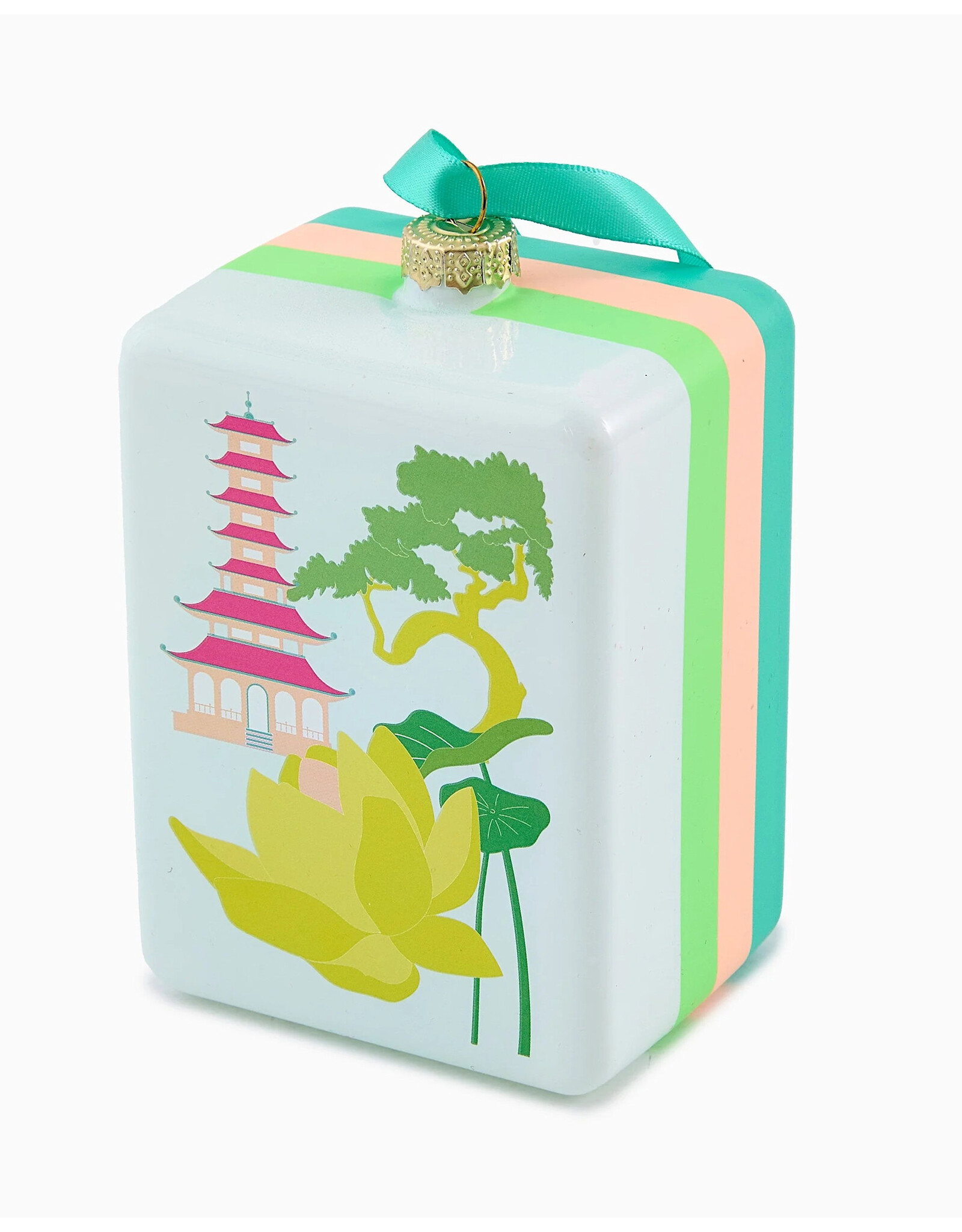 Oh My Mahjong Glass Mahjong Christmas Ornaments Lotus Pagoda