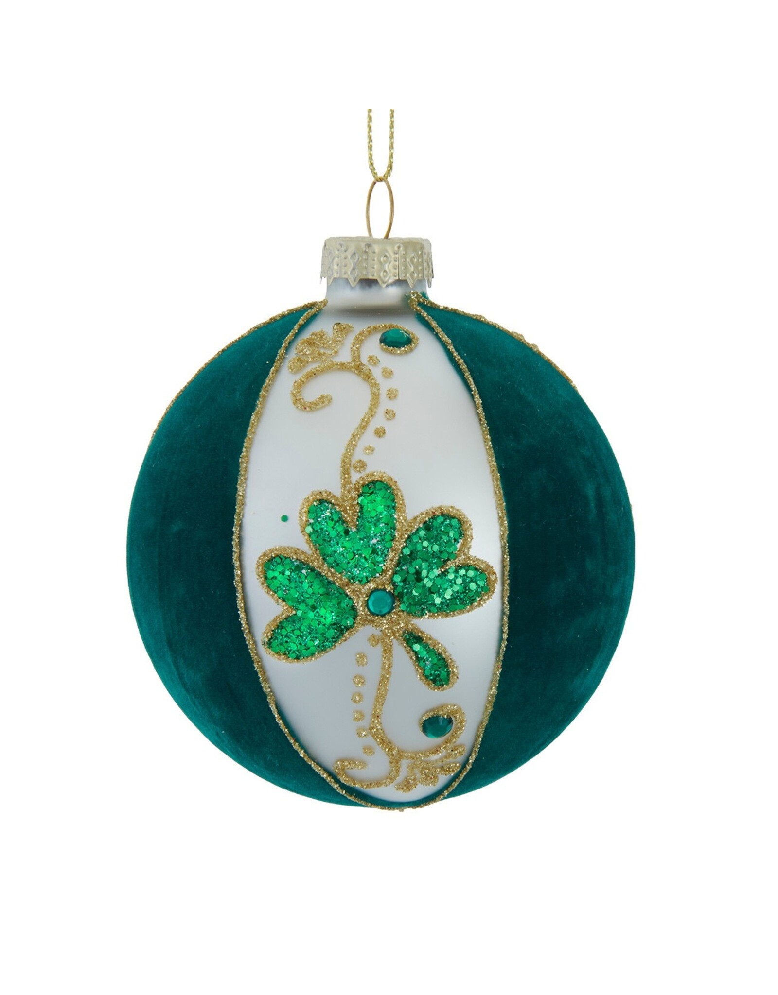 Kurt Adler Irish Shamrocks Glass Ball Ornaments 65mm Set of 4 Assorted