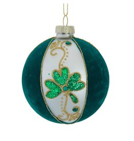 Kurt Adler Irish Shamrocks Glass Ball Ornaments 65mm Set of 4 Assorted