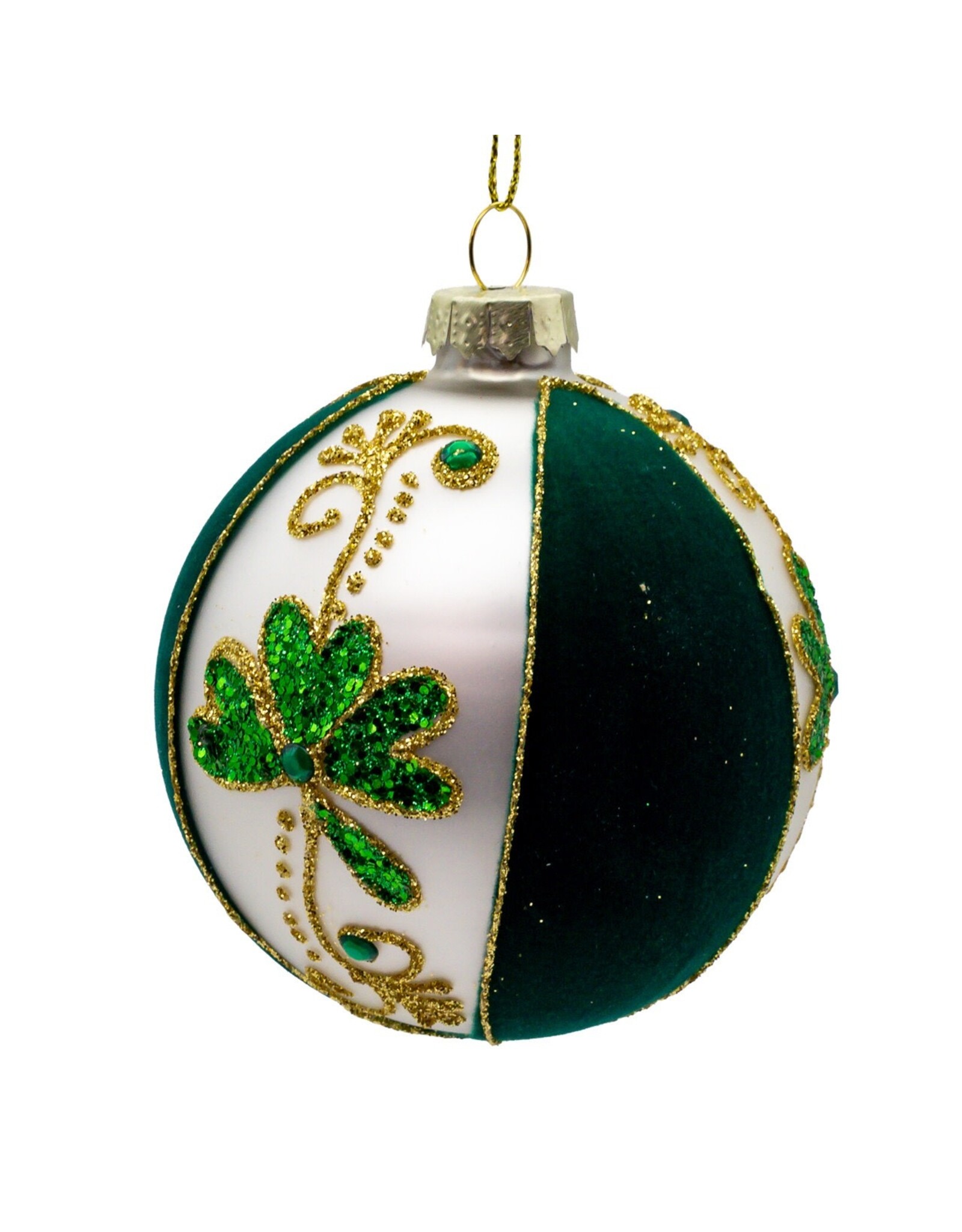 Kurt Adler Irish Shamrocks Glass Ball Ornaments 65mm Set of 4 Assorted