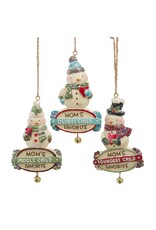Kurt Adler Snow Town Snowman Mom’s Favorite Ornaments 3 Assorted