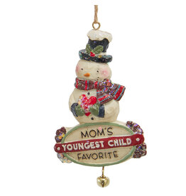 Kurt Adler Mom’s Favorite Child Snowman Ornament Youngest Child