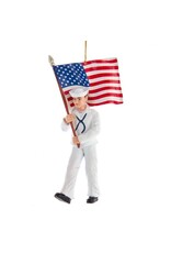 Kurt Adler United States Navy Sailor W American Flag Ornament 5.75 Inch