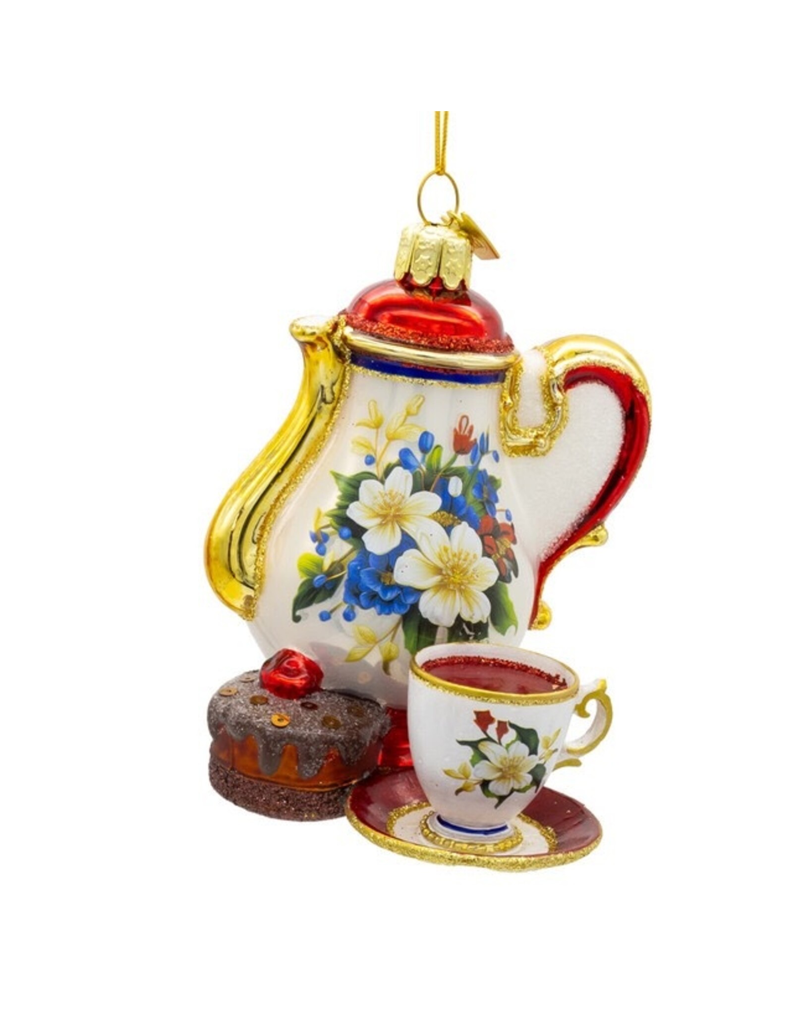 Kurt Adler Noble Gems Glass Tea Service Set Ornament 4 Inch