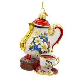 Kurt Adler Noble Gems Glass Tea Service Set Ornament 4 Inch