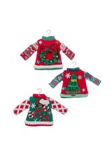 Kurt Adler Christmas Knit Ugly Sweater Ornaments 3 Assorted