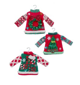 Kurt Adler Christmas Knit Ugly Sweater Ornaments 3 Assorted