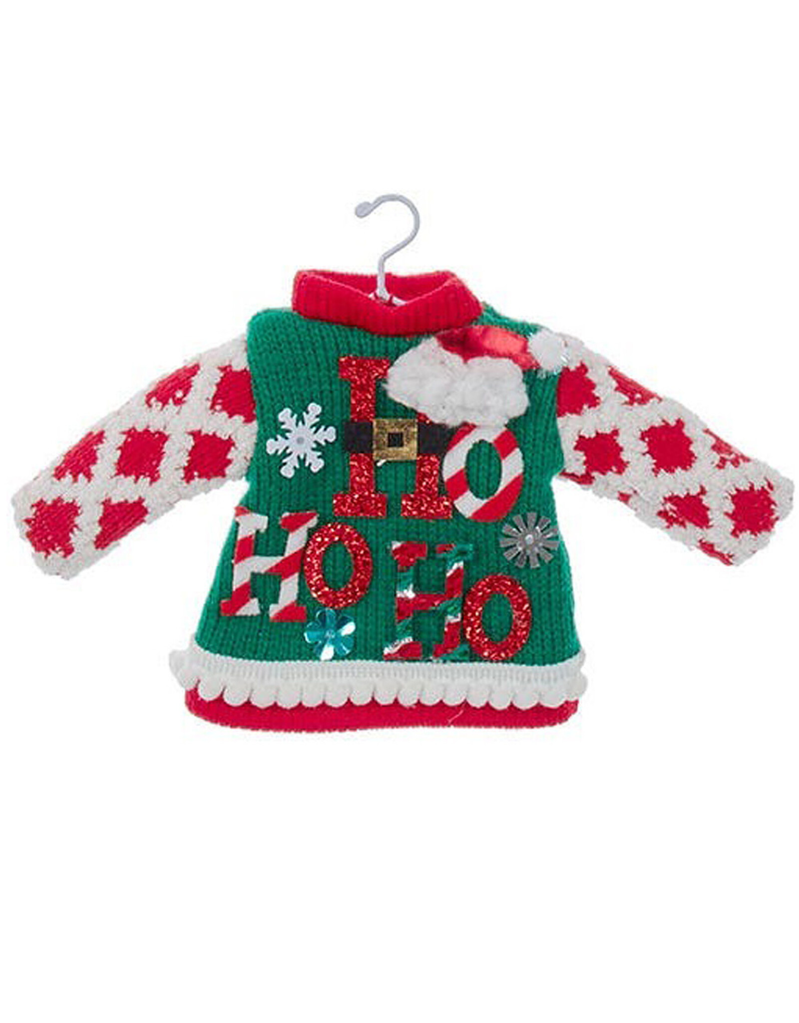 Kurt Adler Christmas Knit Ugly Sweater Ornament with HO HO HO