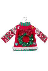 Kurt Adler Christmas Knit Ugly Sweater Ornament with Wreath